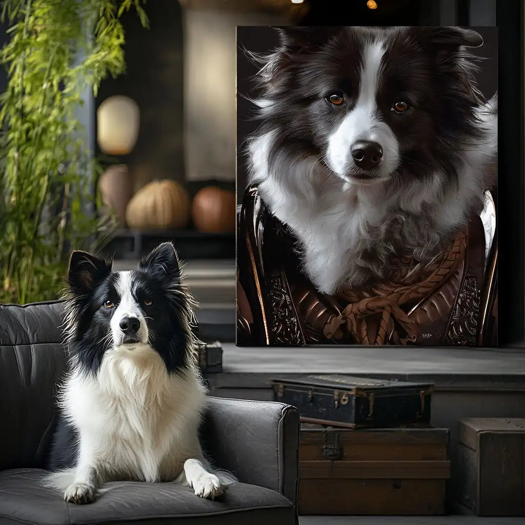 Black WuKong Texture – 3D Hand Painted Pet Portrait with Bold Art Deco Wall Design
