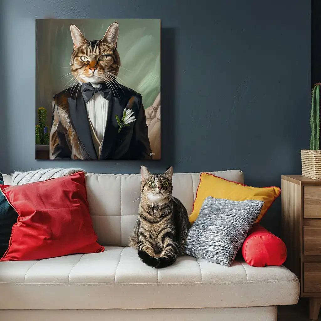 Cartoon Texture Uniform – 3D Hand-Painted Pet Portrait in Art Deco Style