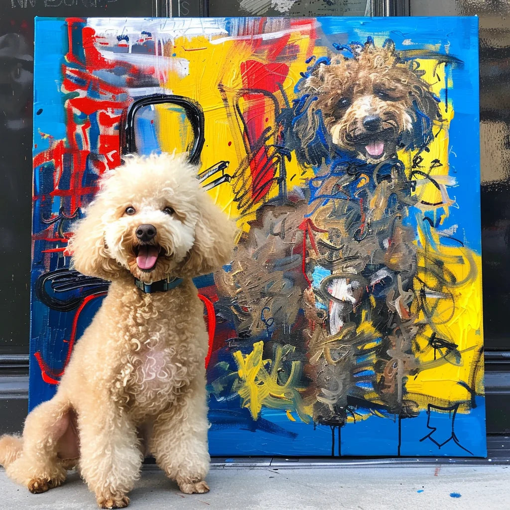 Blue Funk Texture – 3D Hand-Painted Graffiti Pet Portrait in Art Deco Wall Style