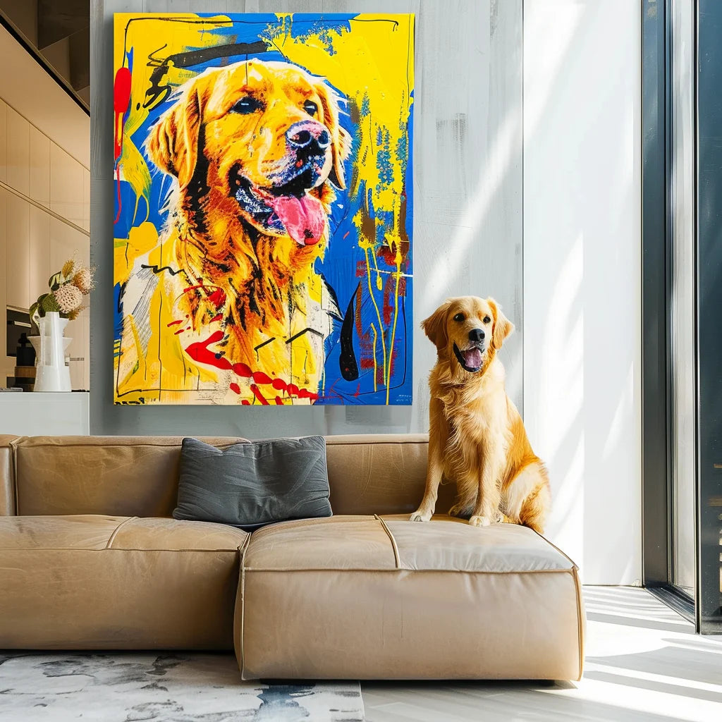 Blue Funk Texture – 3D Hand-Painted Graffiti Pet Portrait in Art Deco Wall Style