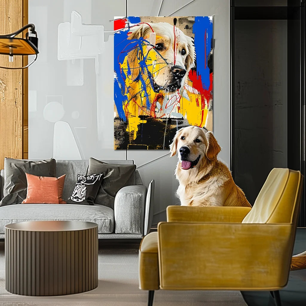 Blue Funk Texture – 3D Hand-Painted Graffiti Pet Portrait in Art Deco Wall Style
