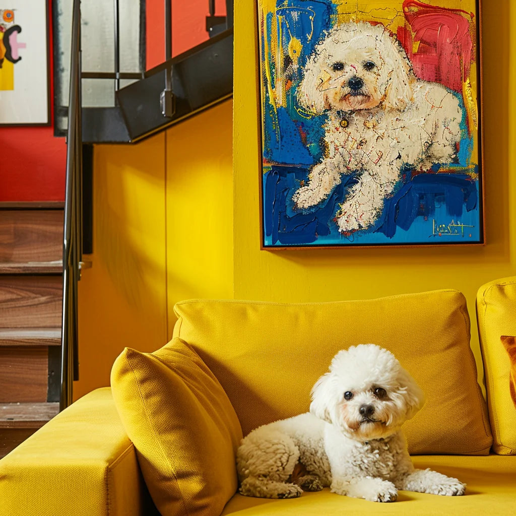 Blue Funk Texture – 3D Hand-Painted Graffiti Pet Portrait in Art Deco Wall Style