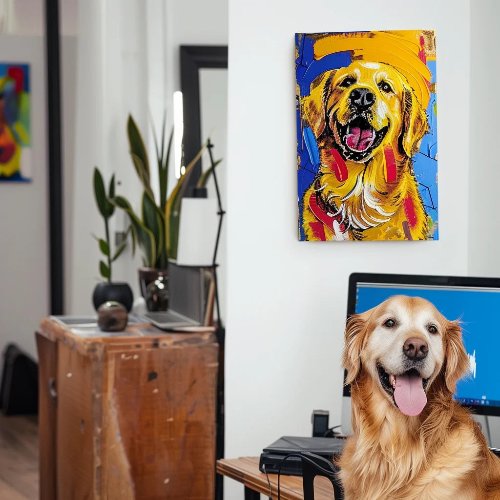 Blue Funk Texture – 3D Hand-Painted Graffiti Pet Portrait in Art Deco Wall Style