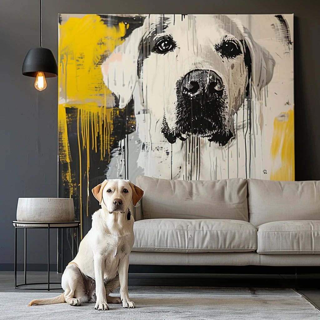 Ginkgo in the Rain – 3D Hand-Painted Pet Portrait with Graffiti & Art Deco Design