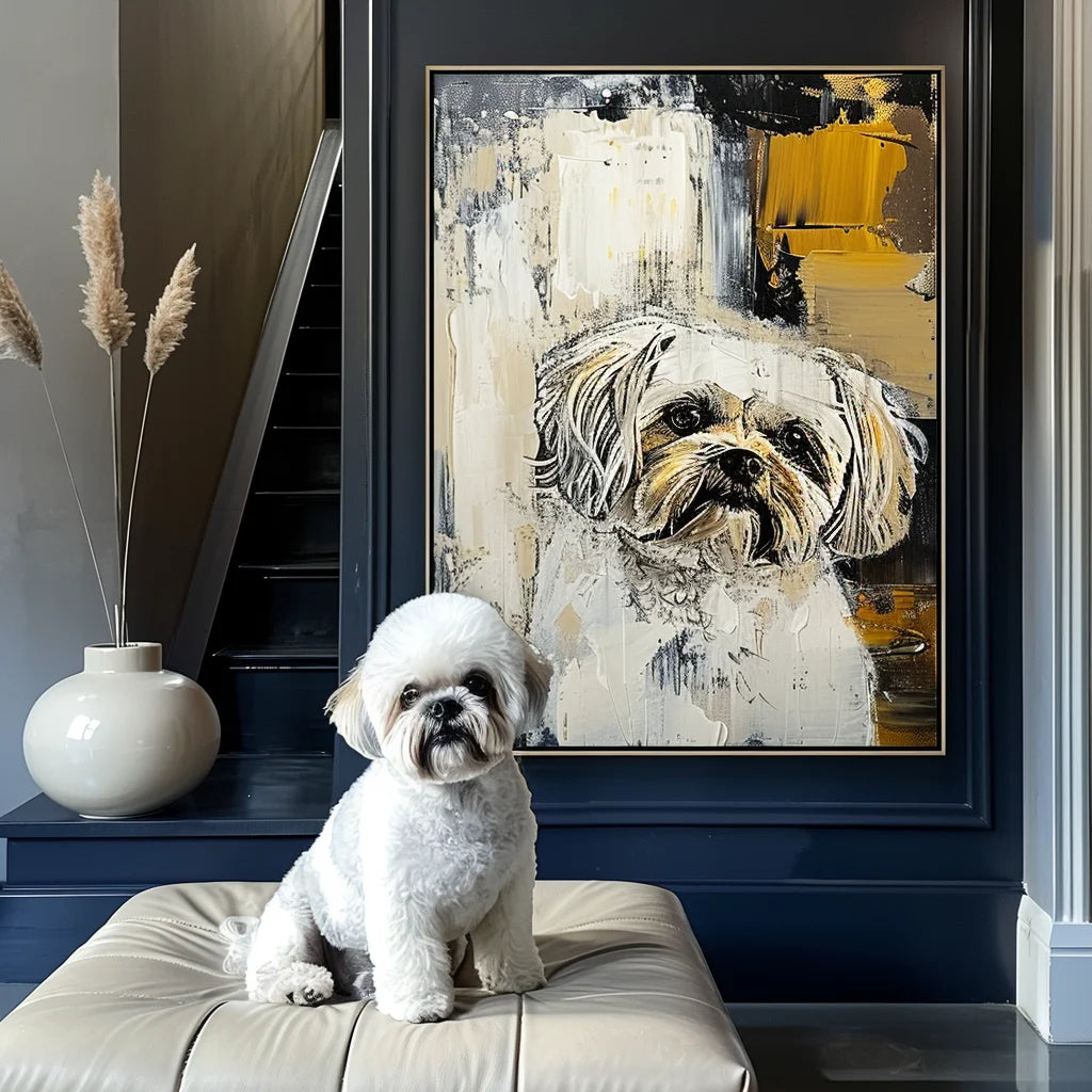 Graffiti Wheat Field – 3D Hand-Painted Pet Portrait in Rustic Art Deco Style