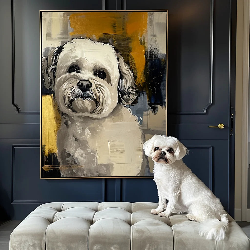 Graffiti Wheat Field – 3D Hand-Painted Pet Portrait in Rustic Art Deco Style