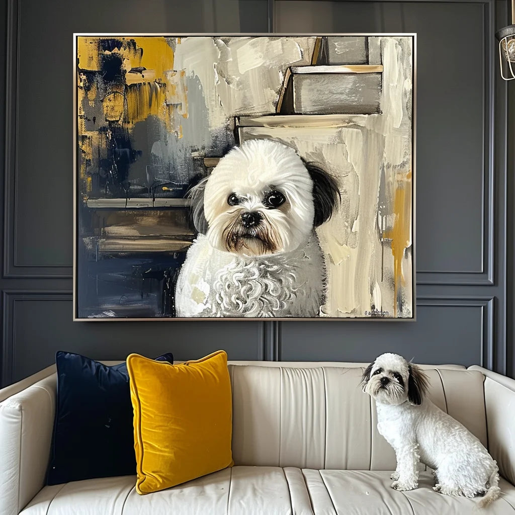 Graffiti Wheat Field – 3D Hand-Painted Pet Portrait in Rustic Art Deco Style