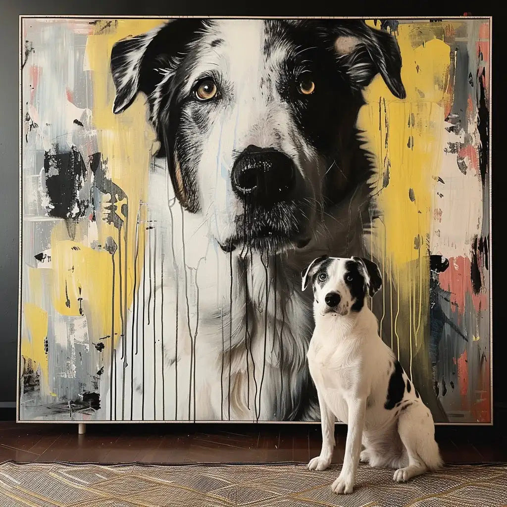 Minimalist Texture – 3D Hand-Painted Pet Portrait with Contemporary Art Deco Design