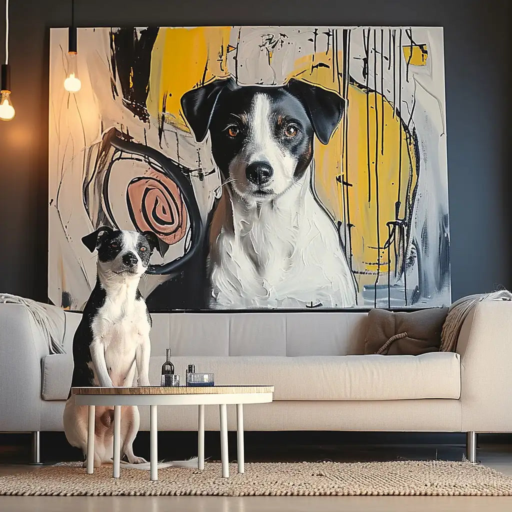 Minimalist Texture – 3D Hand-Painted Pet Portrait with Contemporary Art Deco Design