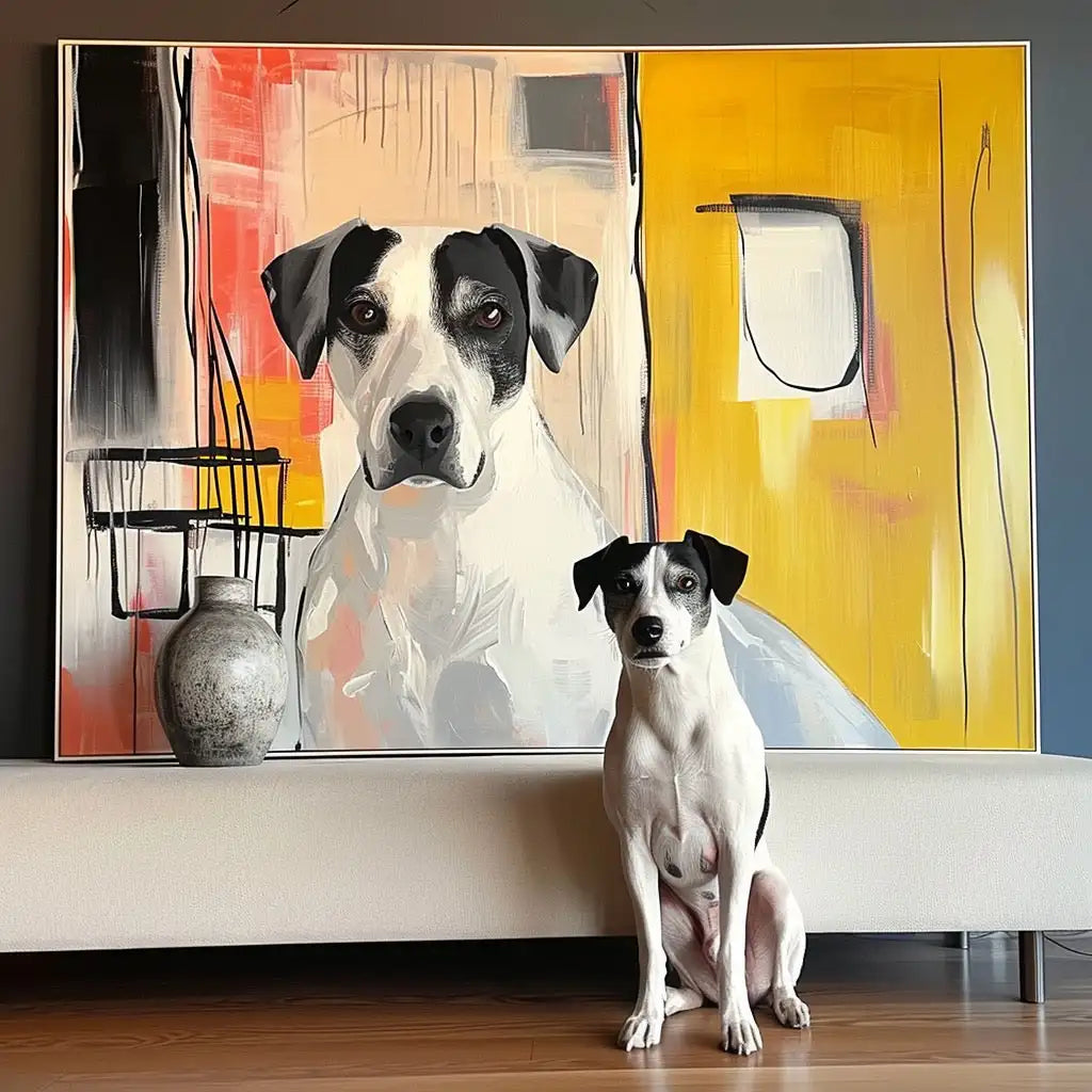 Minimalist Texture – 3D Hand-Painted Pet Portrait with Contemporary Art Deco Design