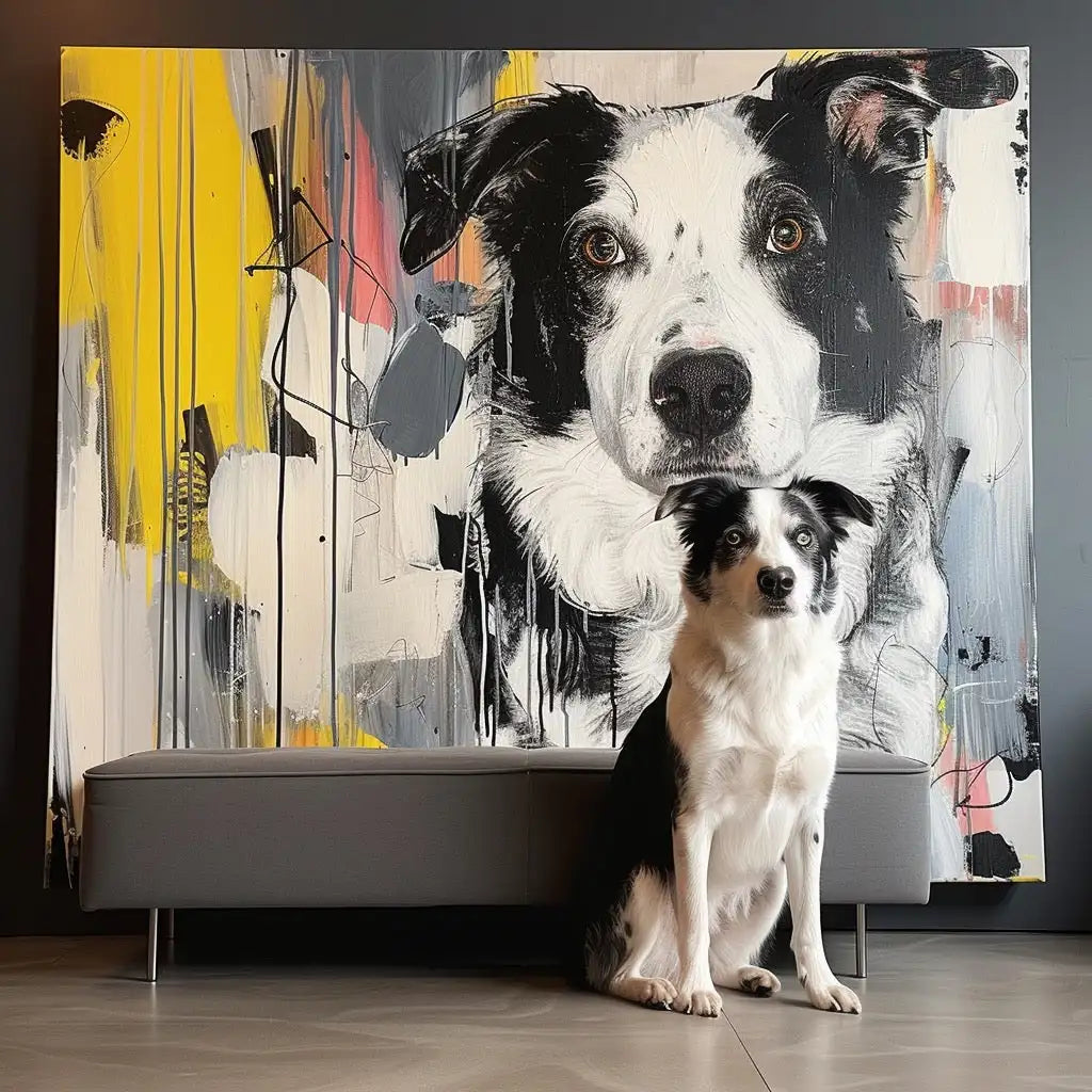 Minimalist Texture – 3D Hand-Painted Pet Portrait with Contemporary Art Deco Design