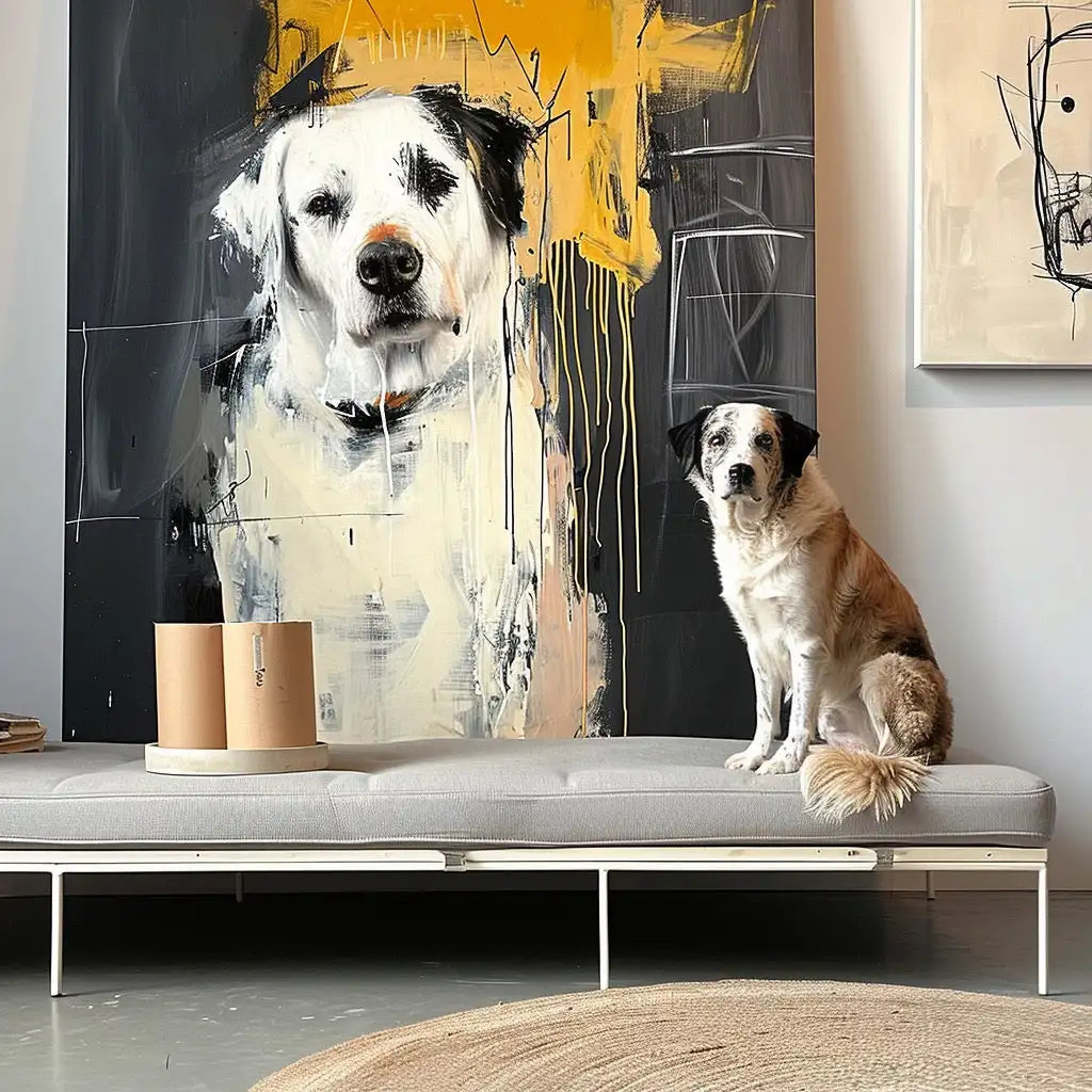 Minimalist Texture – 3D Hand-Painted Pet Portrait with Contemporary Art Deco Design