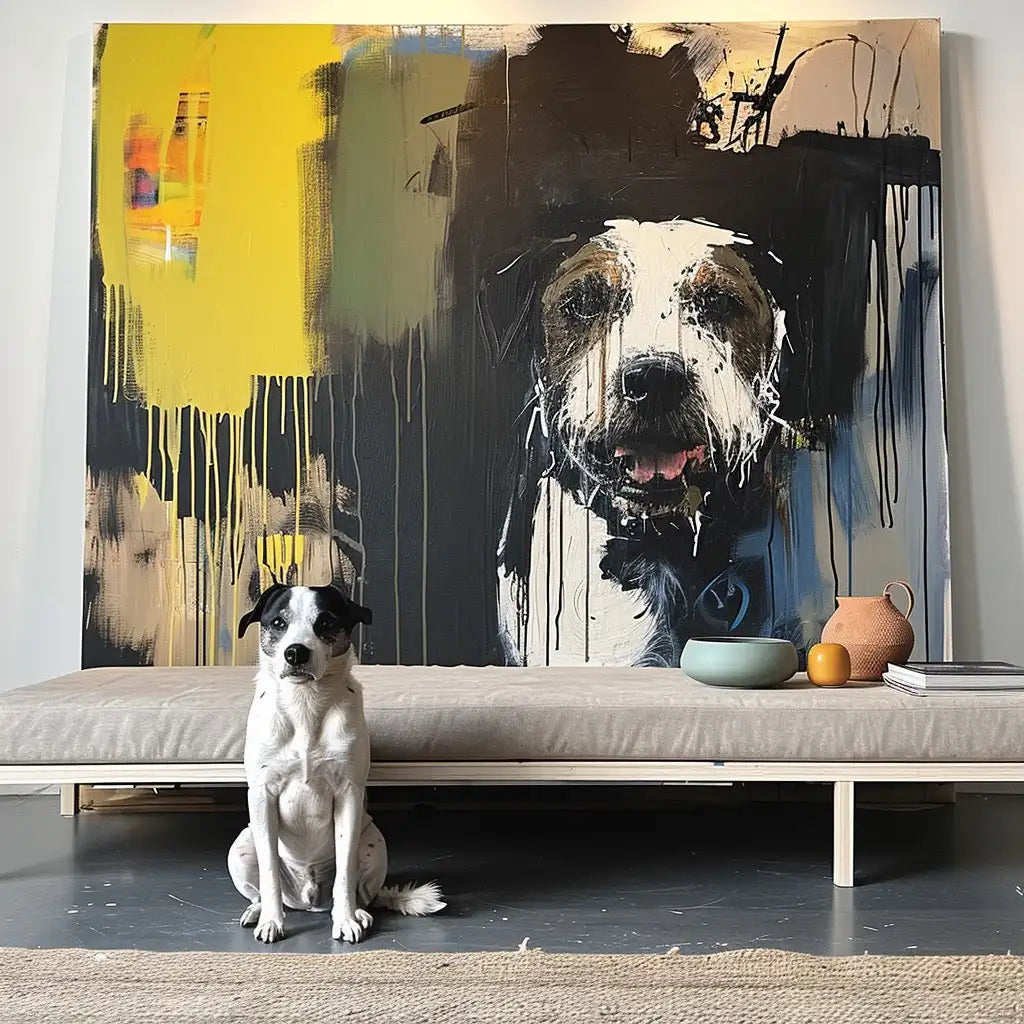 Minimalist Texture – 3D Hand-Painted Pet Portrait with Contemporary Art Deco Design