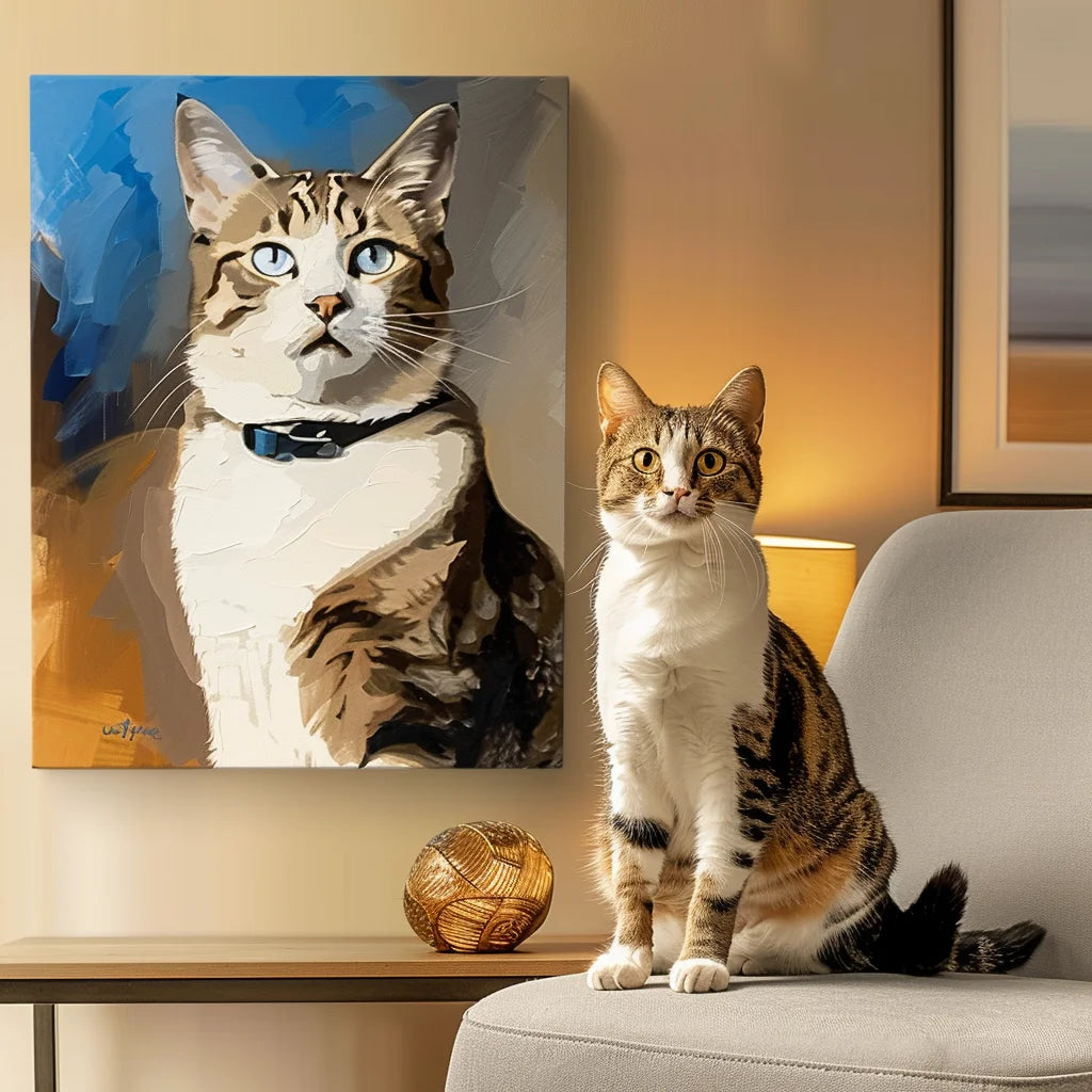 Modern Texture – 3D Hand-Painted Pet Portrait in Sleek Art Deco Wall Decor