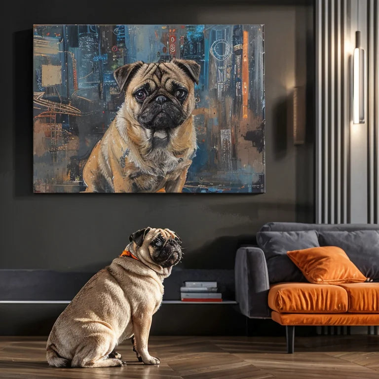 Cyber Series – 3D Hand-Painted Pet Portrait in Futuristic Art Deco Style