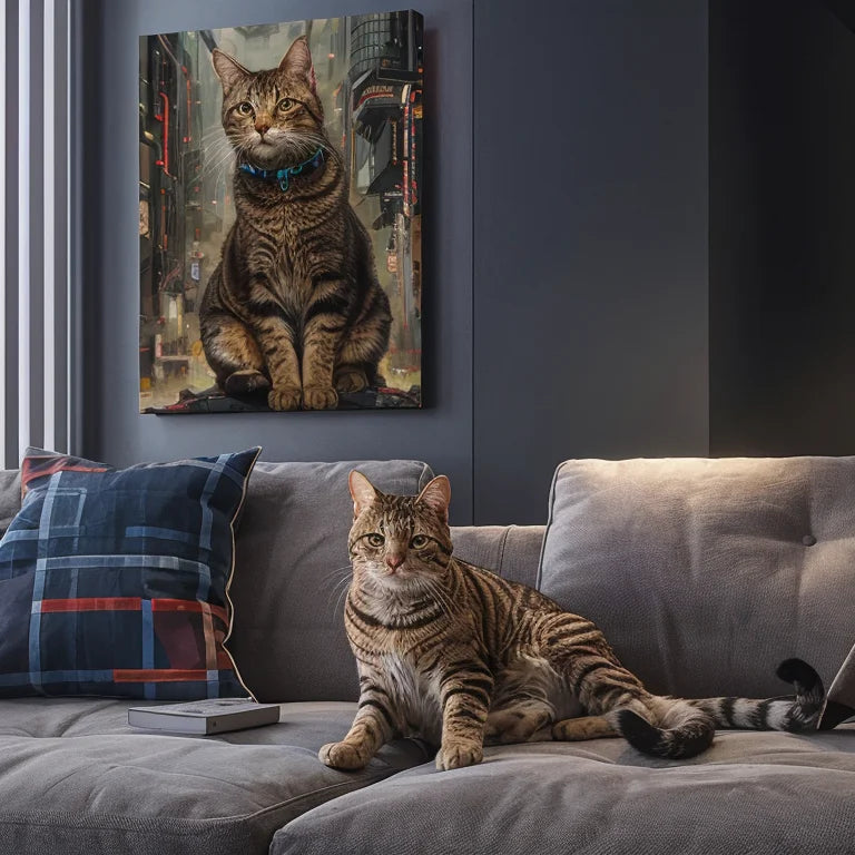 Cyber Series – 3D Hand-Painted Pet Portrait in Futuristic Art Deco Style