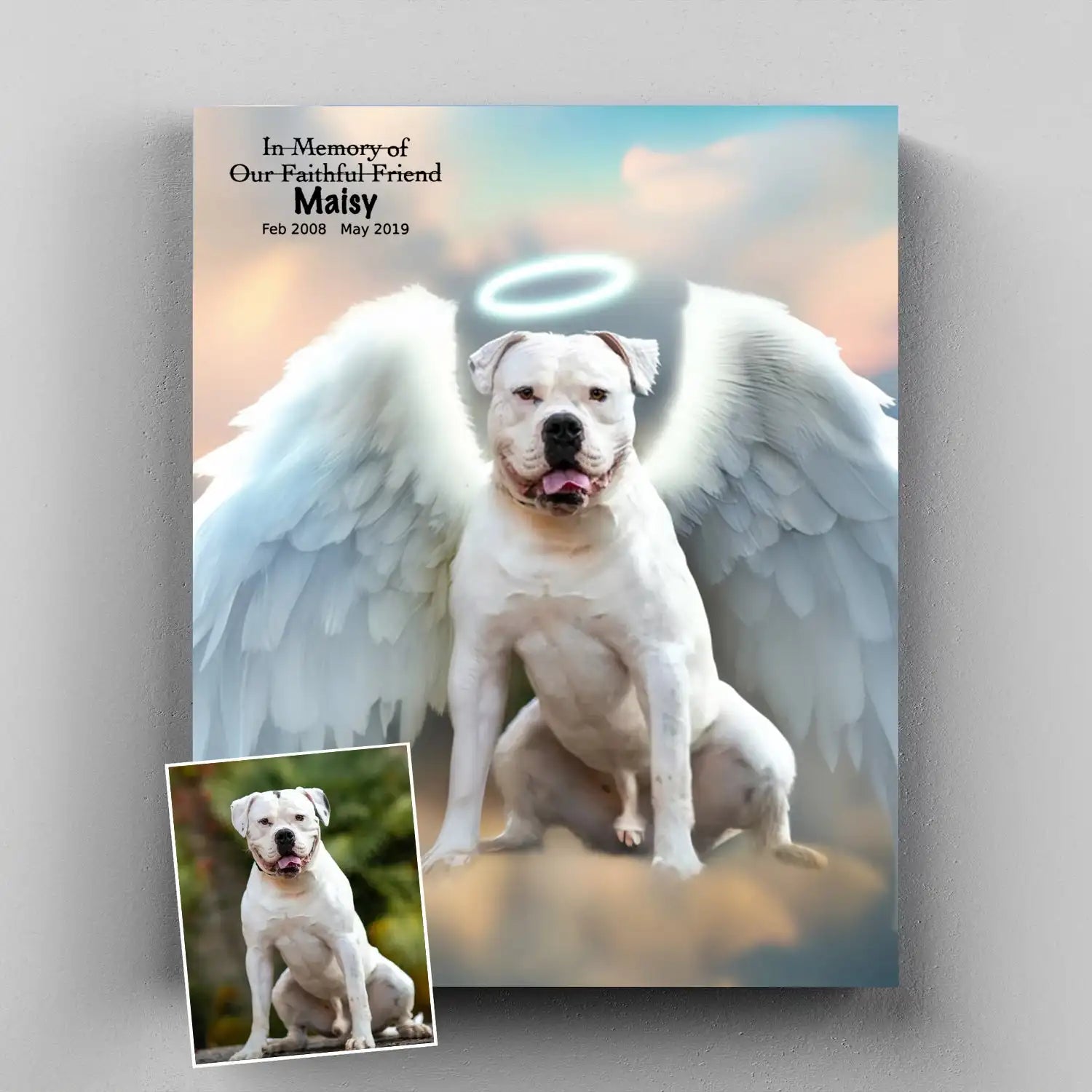 Forever in Our Hearts – 3D Hand Painted Memorial Pet Portrait with Art Deco Texture