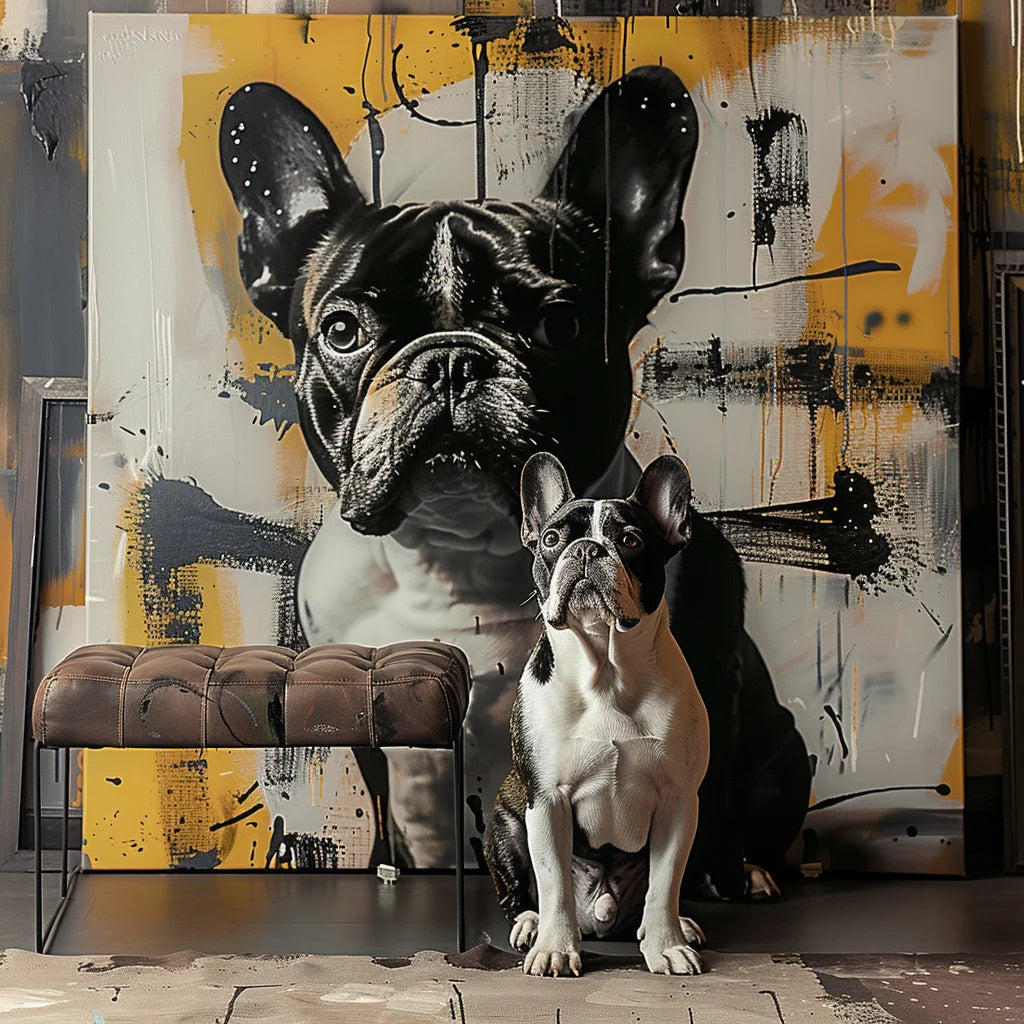 Black & White Ink Dots – 3D Hand Painted Pet Portrait in Graffiti Art Deco Style