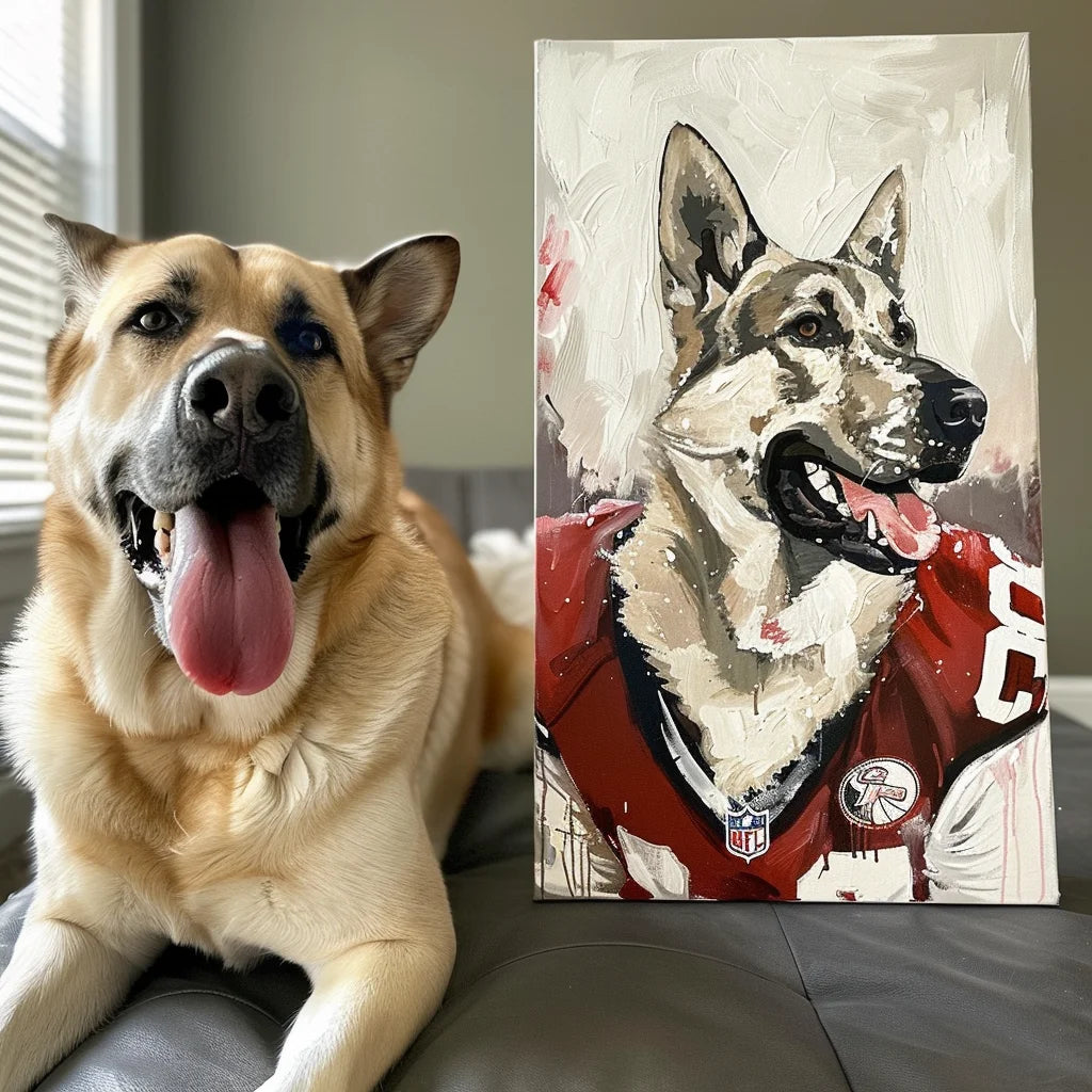 Rugby Player Texture – 3D Hand Painted Pet Portrait in Artistic Art Deco Wall Style