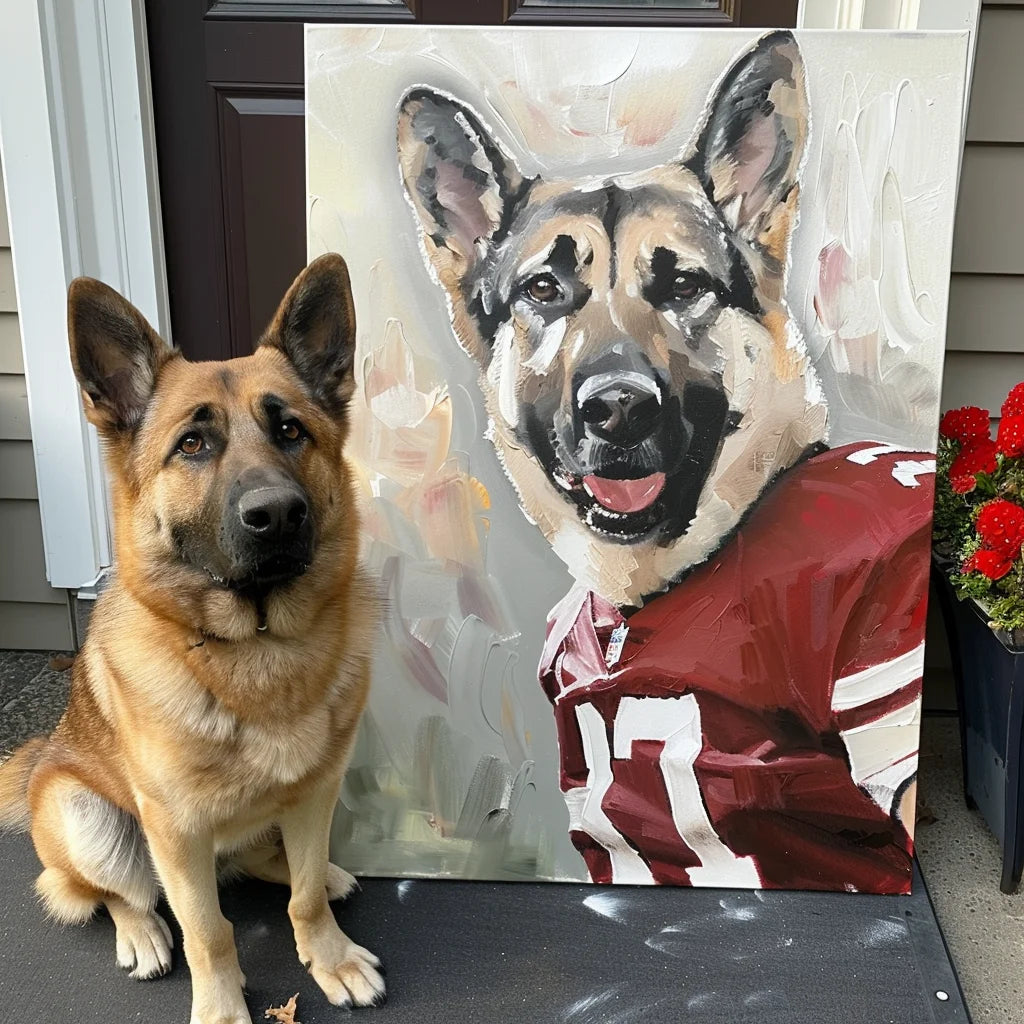 Rugby Player Texture – 3D Hand Painted Pet Portrait in Artistic Art Deco Wall Style