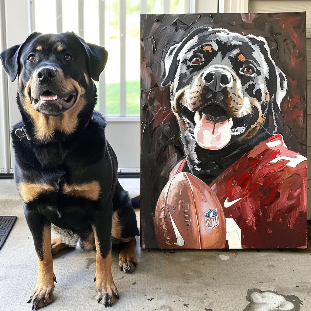 Rugby Player Texture – 3D Hand Painted Pet Portrait in Artistic Art Deco Wall Style