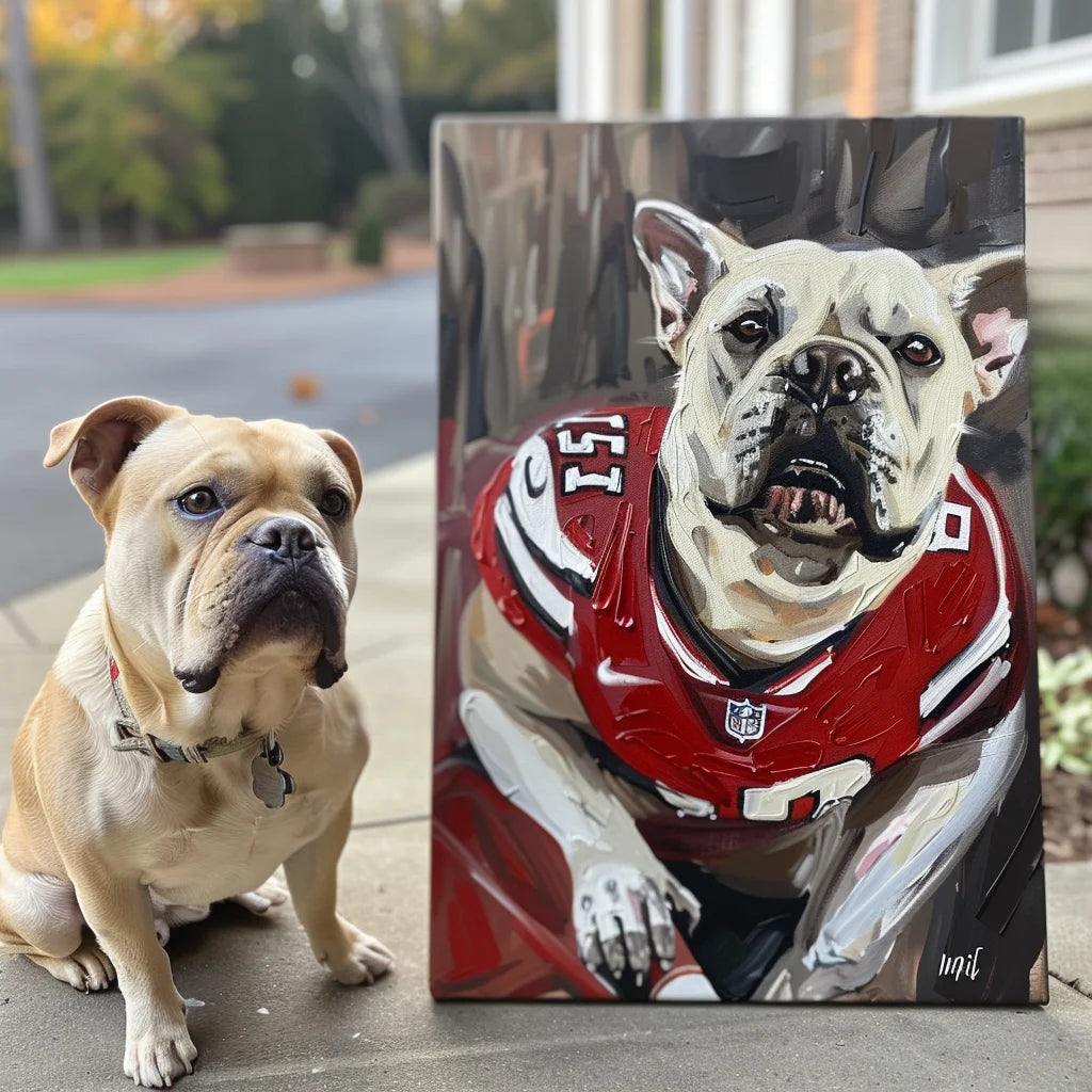 Rugby Player Texture – 3D Hand Painted Pet Portrait in Artistic Art Deco Wall Style