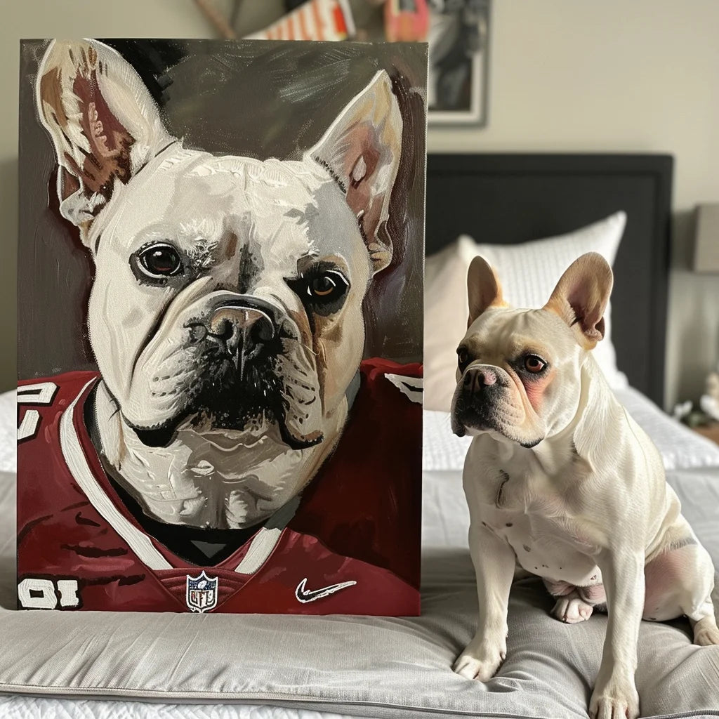 Rugby Player Texture – 3D Hand Painted Pet Portrait in Artistic Art Deco Wall Style