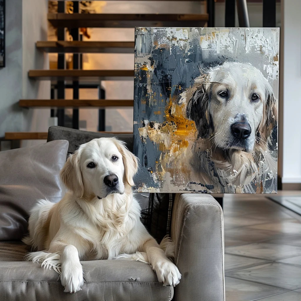 Frosted Glass Texture – 3D Hand-Painted Pet Portrait, Special Edition Art Deco Wall Decor