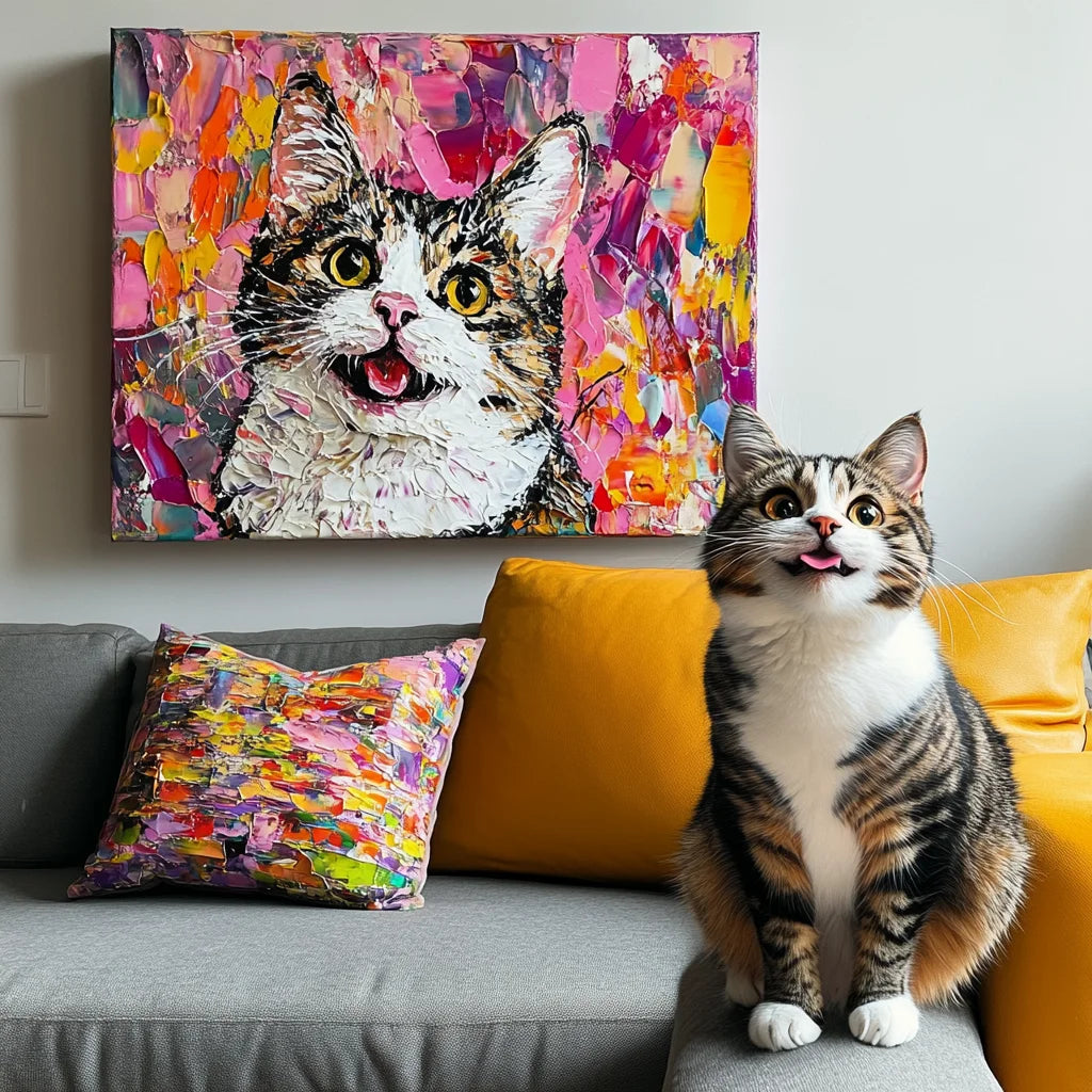 Party Popper Texture – 3D Hand-Painted Pet Portrait, Special Edition Art Deco Wall Artwork