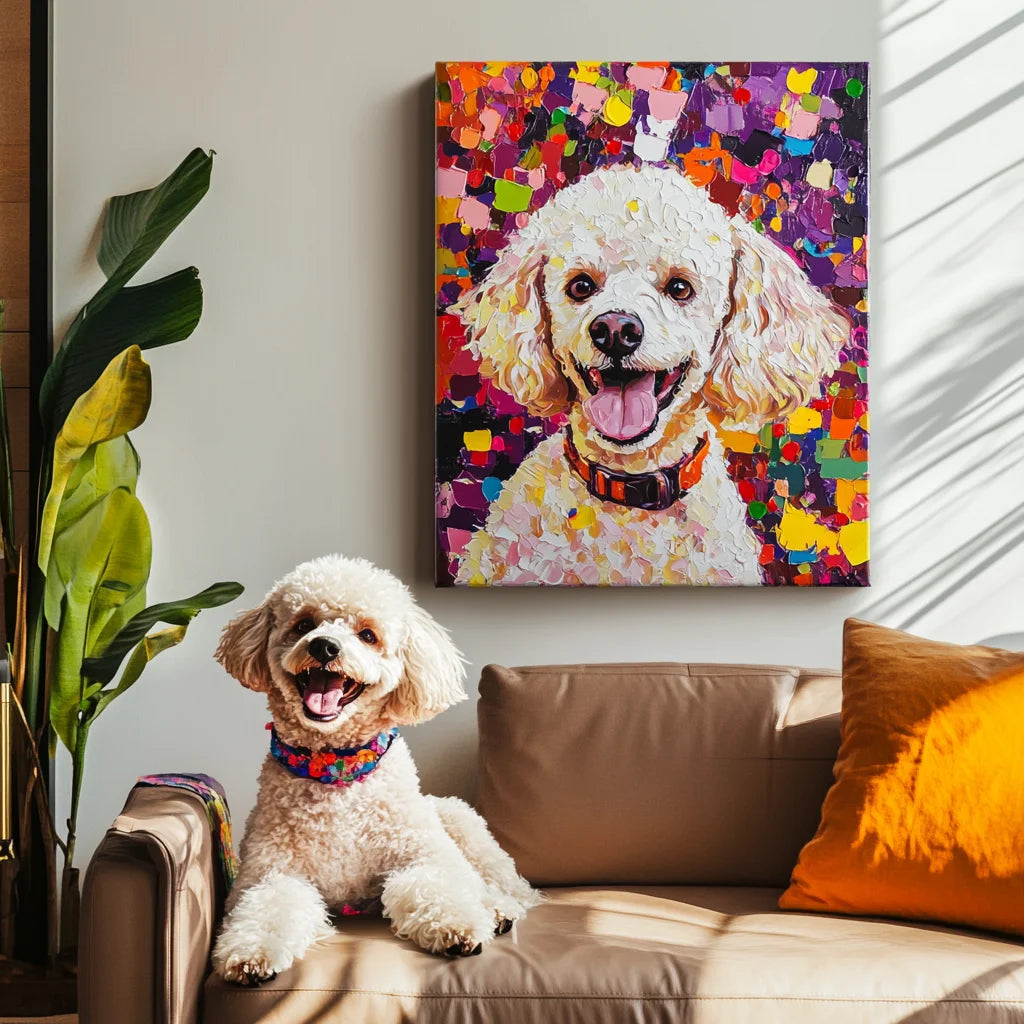 Party Popper Texture – 3D Hand-Painted Pet Portrait, Special Edition Art Deco Wall Artwork