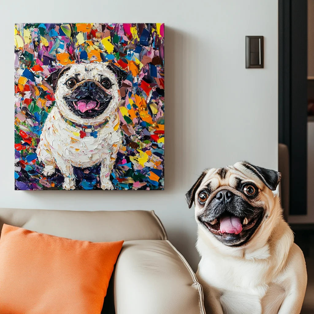 Party Popper Texture – 3D Hand-Painted Pet Portrait, Special Edition Art Deco Wall Artwork