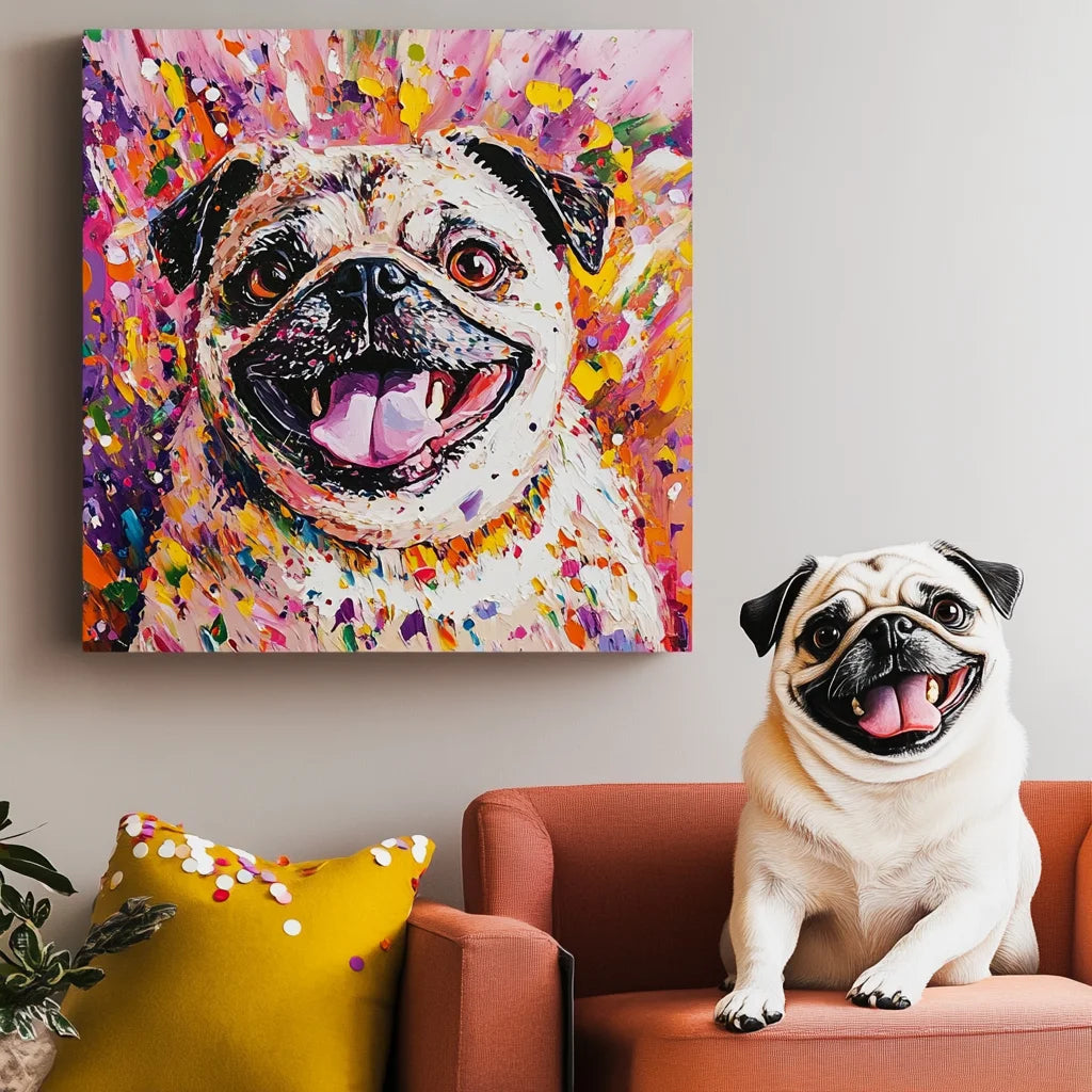 Party Popper Texture – 3D Hand-Painted Pet Portrait, Special Edition Art Deco Wall Artwork