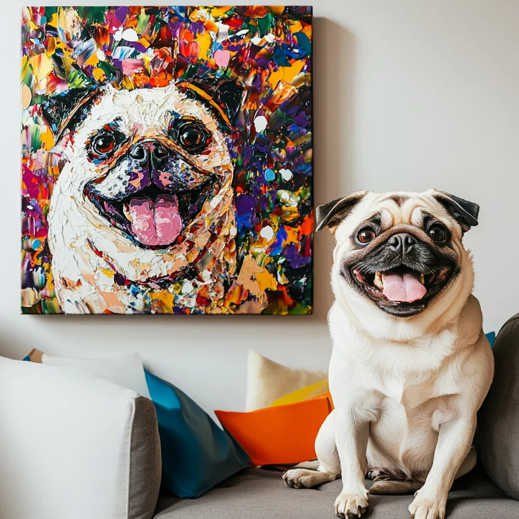 Party Popper Texture – 3D Hand-Painted Pet Portrait, Special Edition Art Deco Wall Artwork
