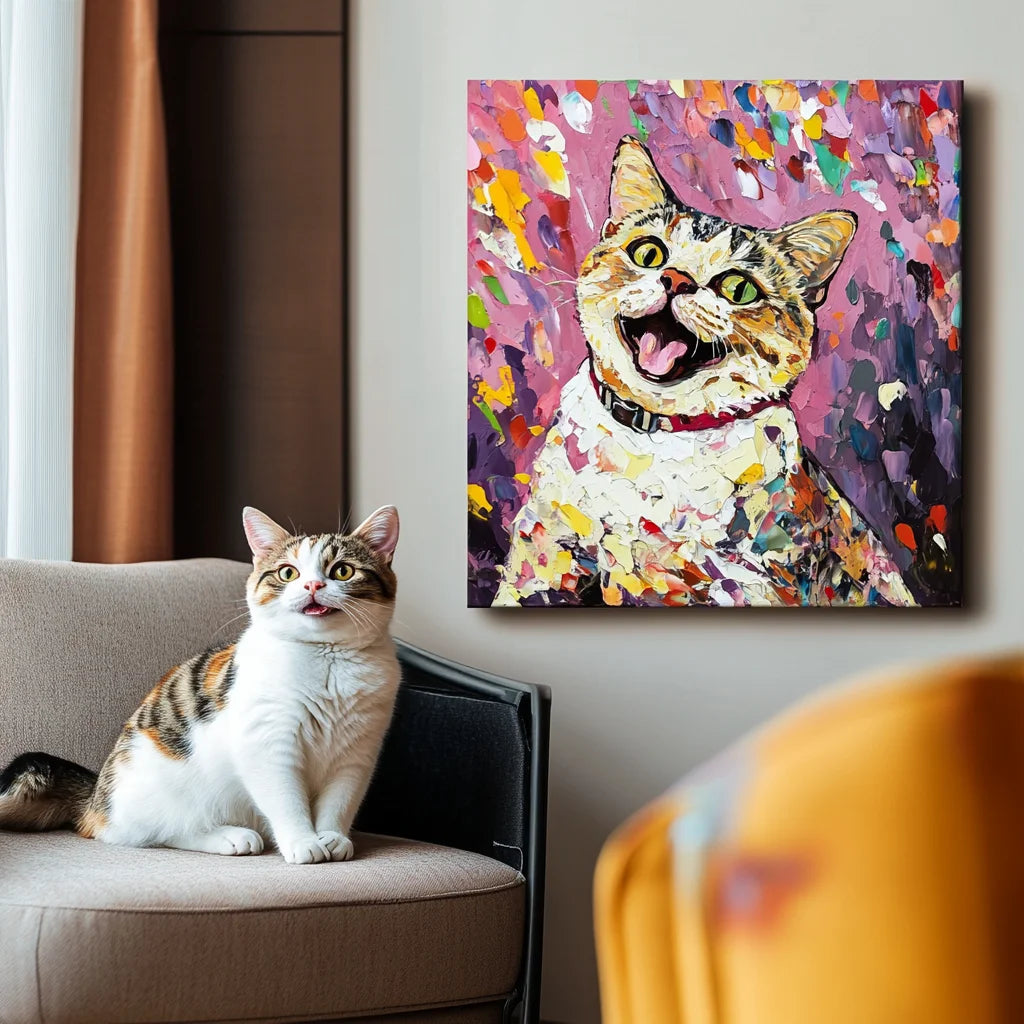 Party Popper Texture – 3D Hand-Painted Pet Portrait, Special Edition Art Deco Wall Artwork