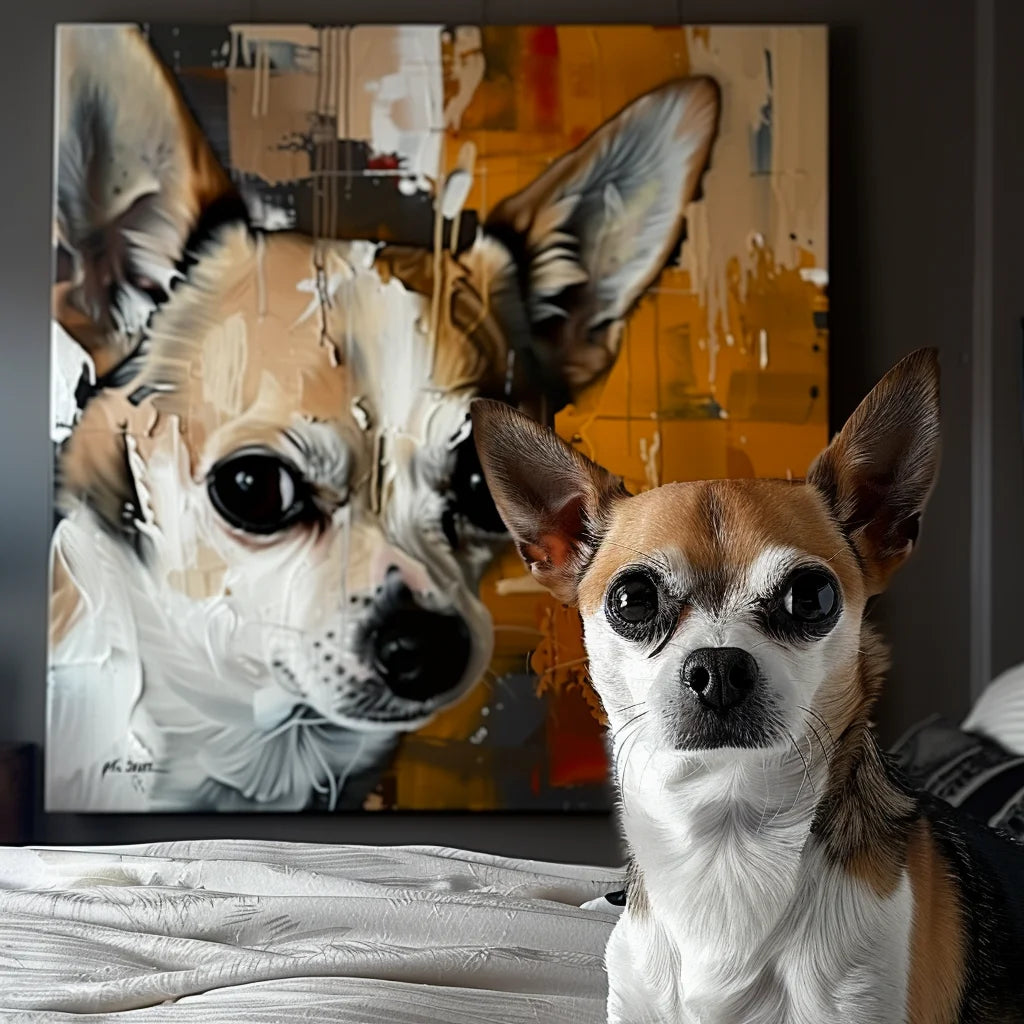 Autumn & Rocks Texture – 3D Hand-Painted Pet Portrait in Art Deco Style