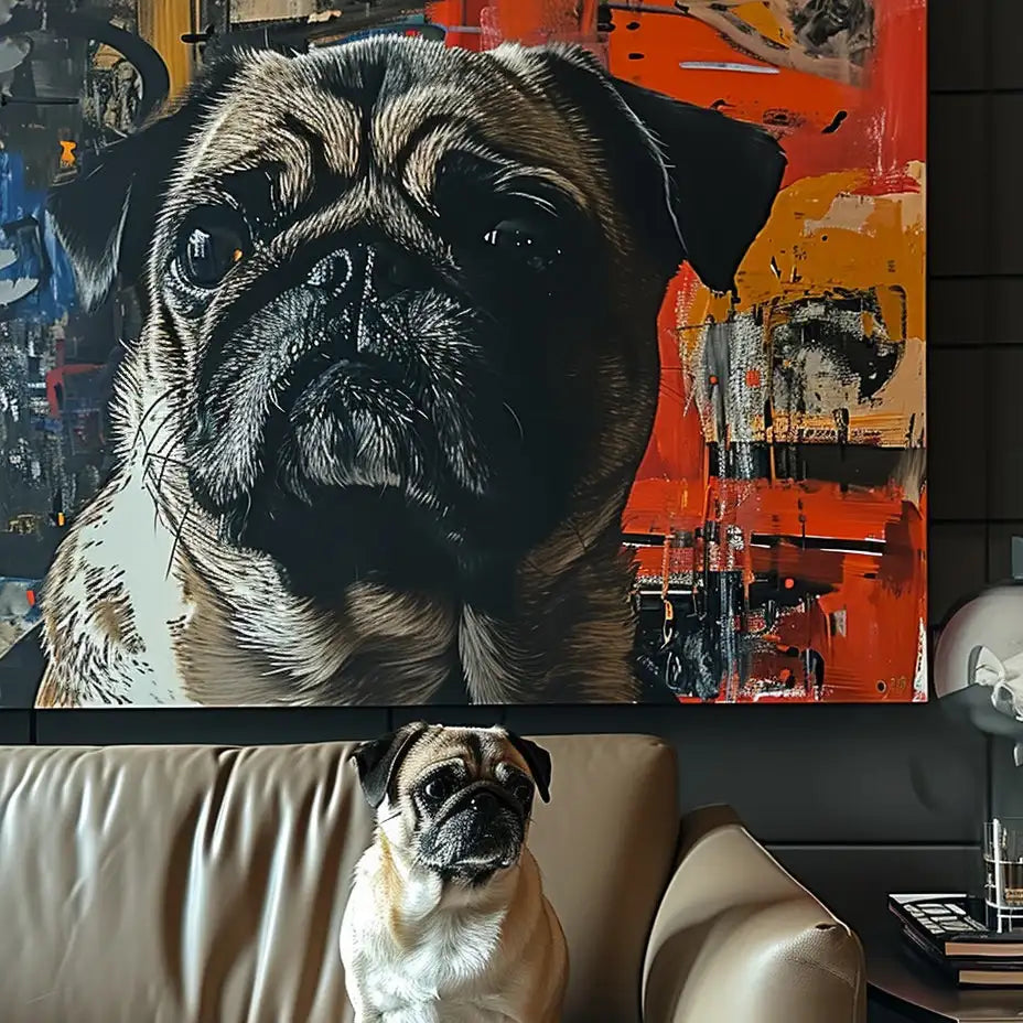 Autumn & Rocks Texture – 3D Hand-Painted Pet Portrait in Art Deco Style