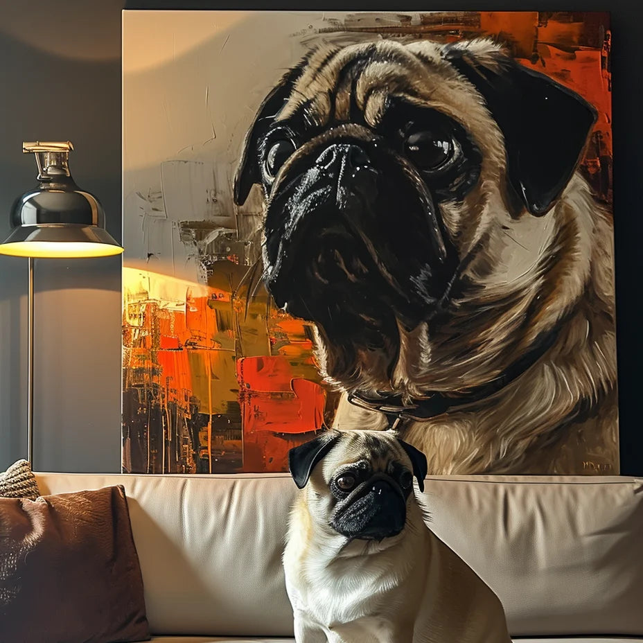 Autumn & Rocks Texture – 3D Hand-Painted Pet Portrait in Art Deco Style