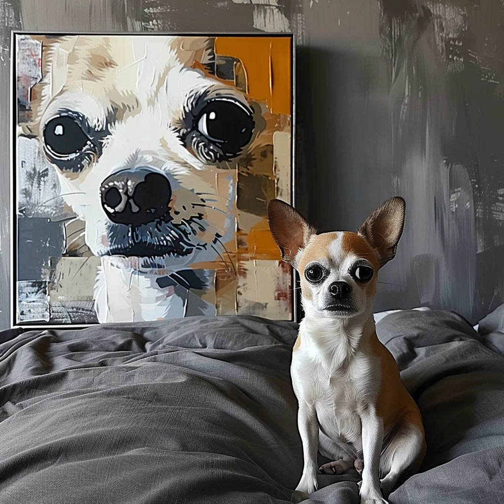 Autumn & Rocks Texture – 3D Hand-Painted Pet Portrait in Art Deco Style