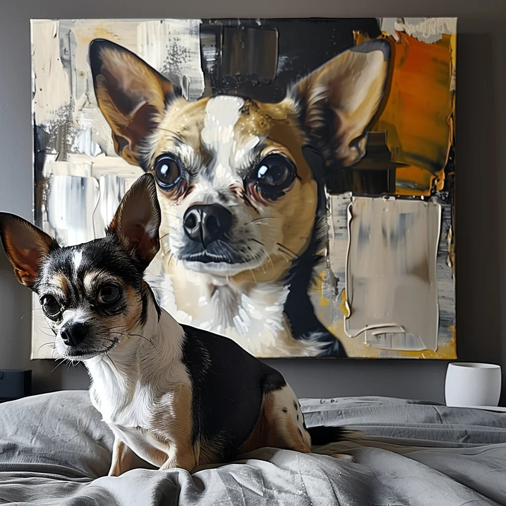 Autumn & Rocks Texture – 3D Hand-Painted Pet Portrait in Art Deco Style