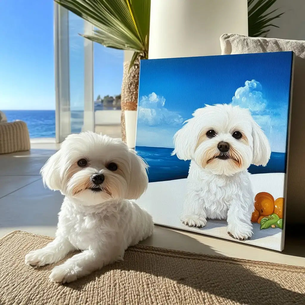 Beach Texture – 3D Hand-Painted Pet Portrait for Living Room or Bedroom