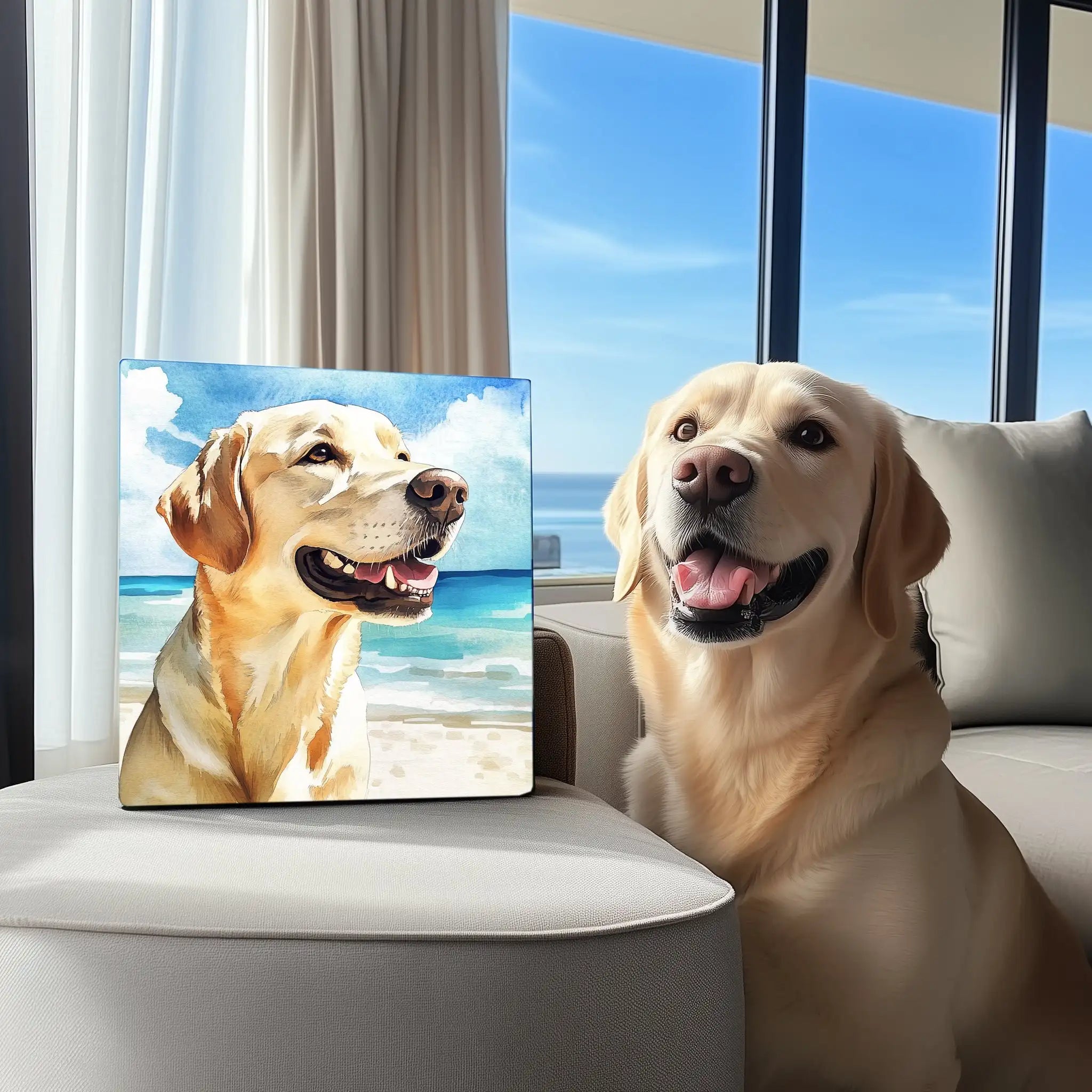 Beach Texture – 3D Hand-Painted Pet Portrait for Living Room or Bedroom
