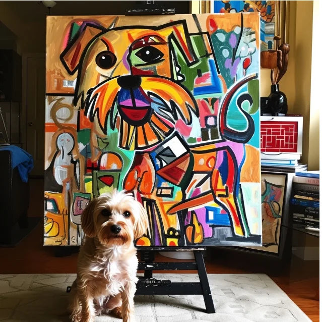 Color Field Style – 3D Hand-Painted Pet Portrait in Art Deco Look