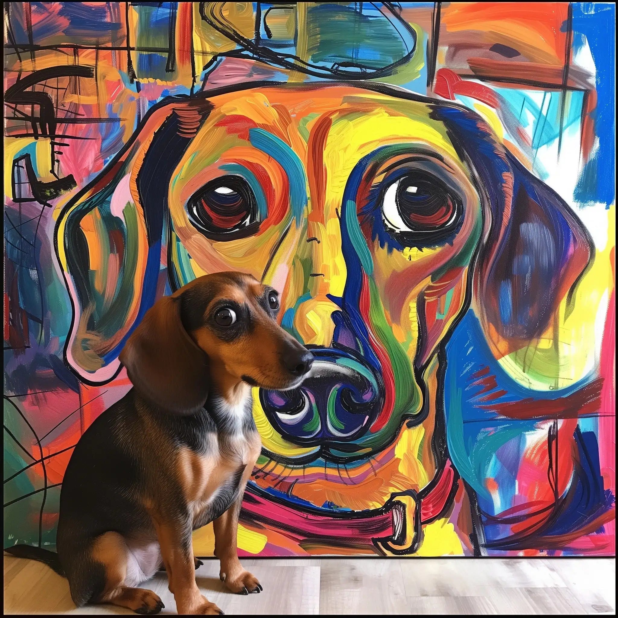 Color Field Style – 3D Hand-Painted Pet Portrait in Art Deco Look