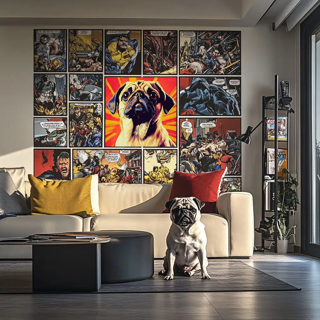Comic Art Style – 3D Hand-Painted Pet Portrait in Art Deco Design