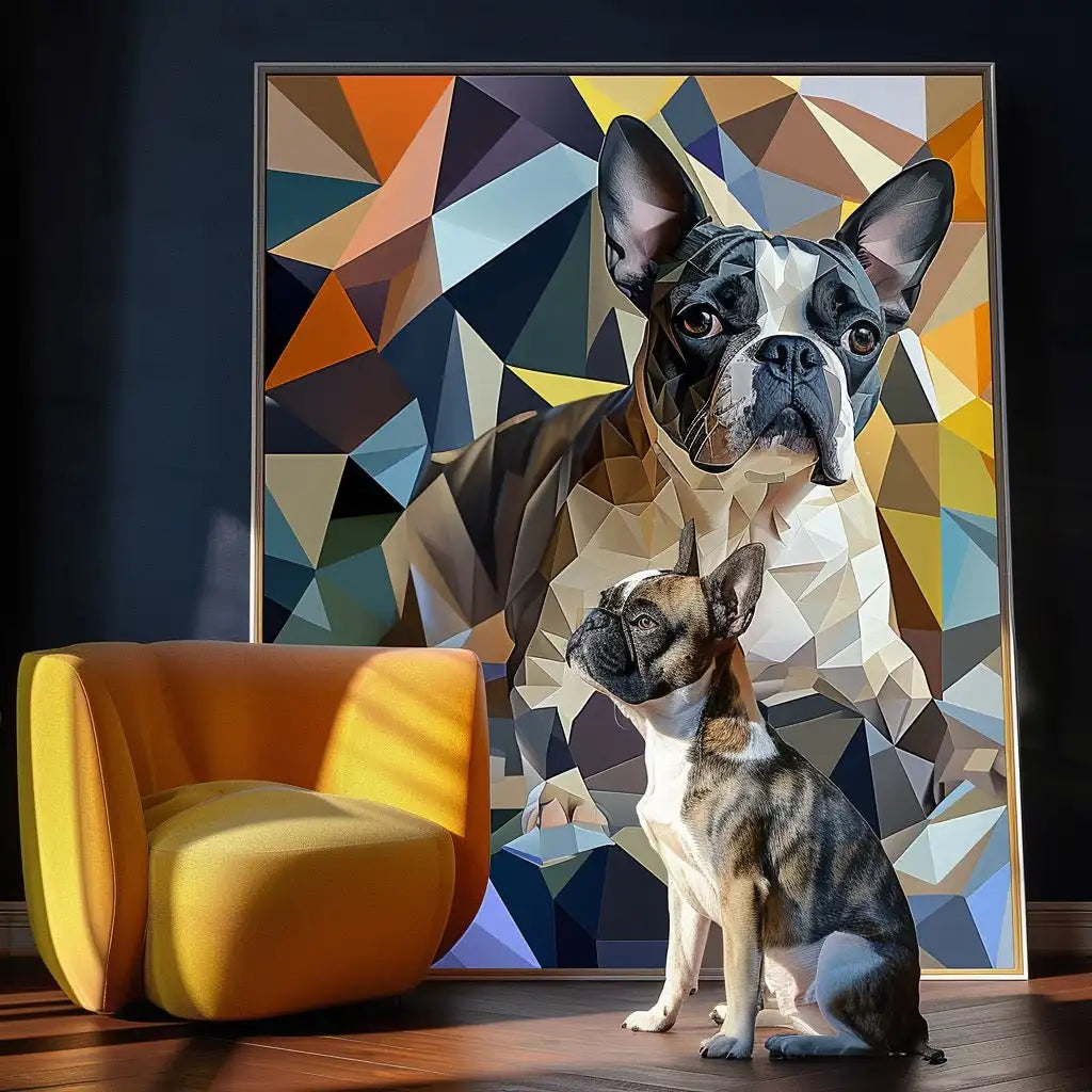 Cubist Texture – 3D Hand-Painted Pet Wall Art for Modern Décor