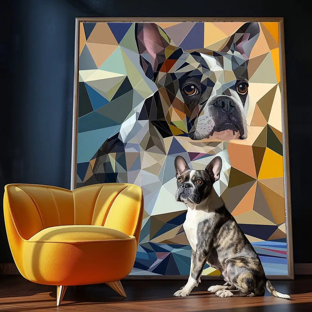 Cubist Texture – 3D Hand-Painted Pet Wall Art for Modern Décor